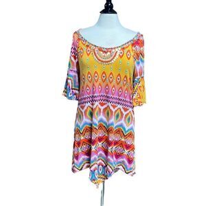 Joyous & Free Multi Beaded Tunic Top Size Medium